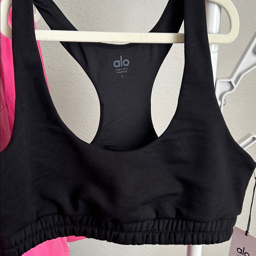 Alo Black Scoop Neck Sweatshirt Bra
